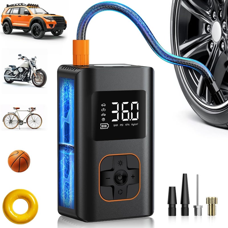 Ripom Tire Inflator Portable Air Compressor - 150 PSI Portable Air Pump for Car Tires, Cordless Electric Bike Tire Pump with Digital Pressure Gauge, LED Light for Auto, Motorcycle, Bicycle, Ball - Image 1